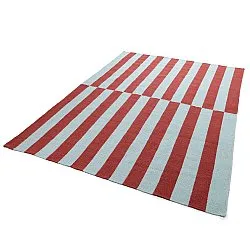 Tapis de laine - Peniche (bleu clair/rouge)