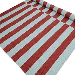 Tapis de laine - Peniche (bleu clair/rouge)