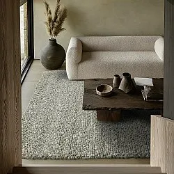 Tapis de laine - Sala Irregular Wool Bubble (vert mousse/blanc mélange)