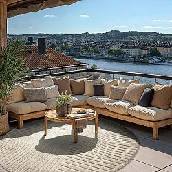 Tapis rond - intérieur/extérieur Devon (beige)