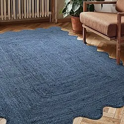 Tapis en jute ondulé - San Francisco (bleu)