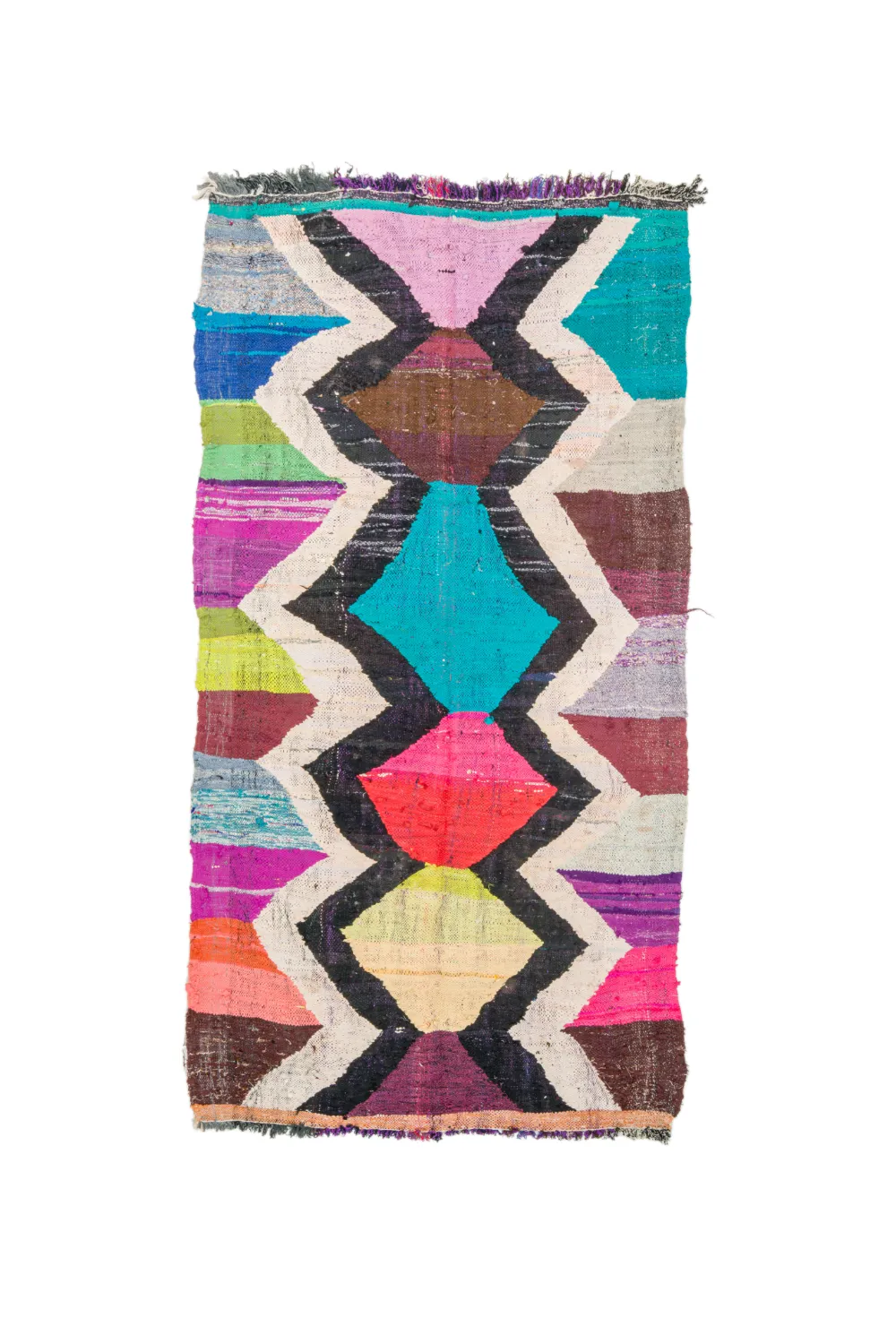 Tapis berbère marocain Boucherouite 135 x 245 cm