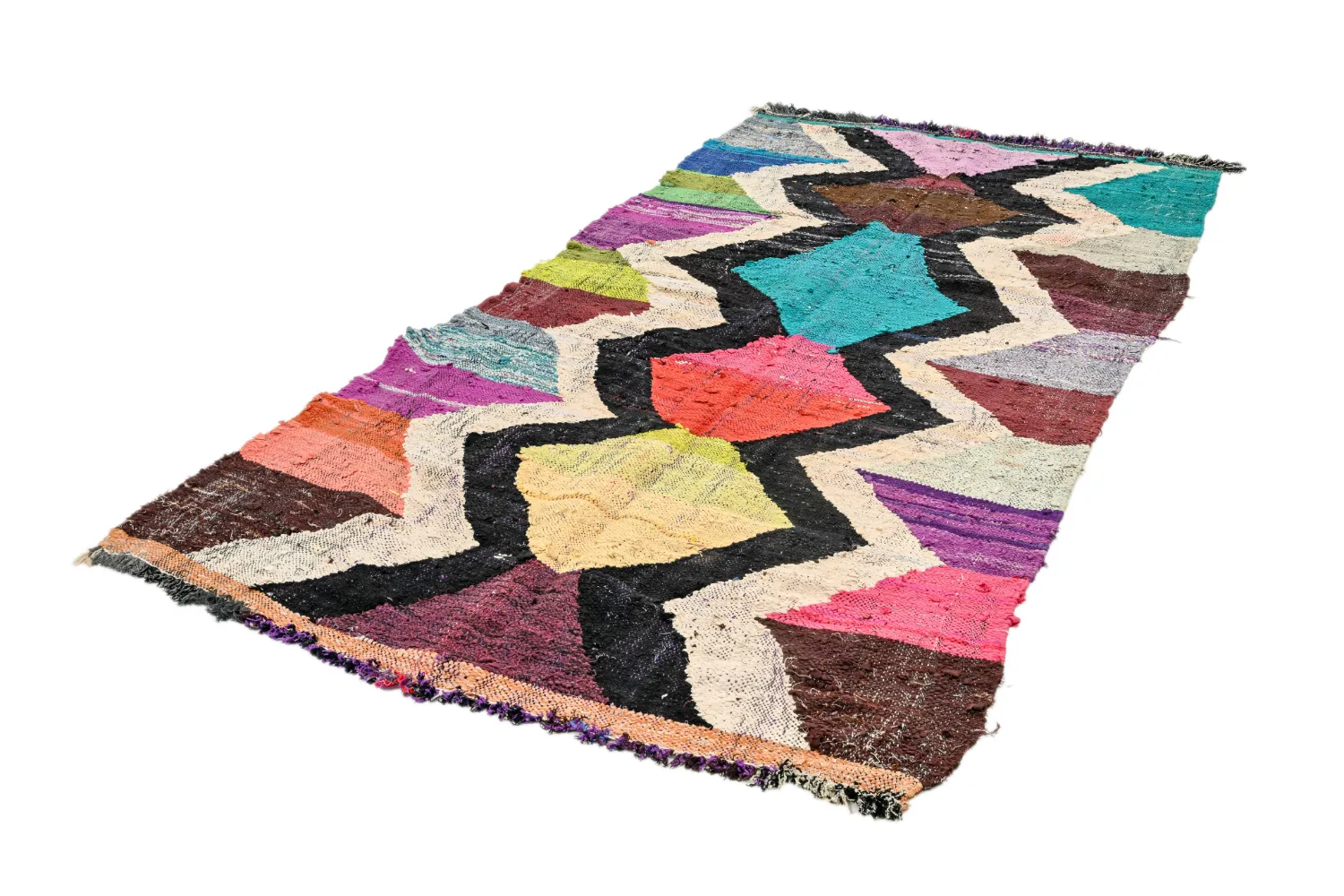 Tapis berbère marocain Boucherouite 135 x 245 cm