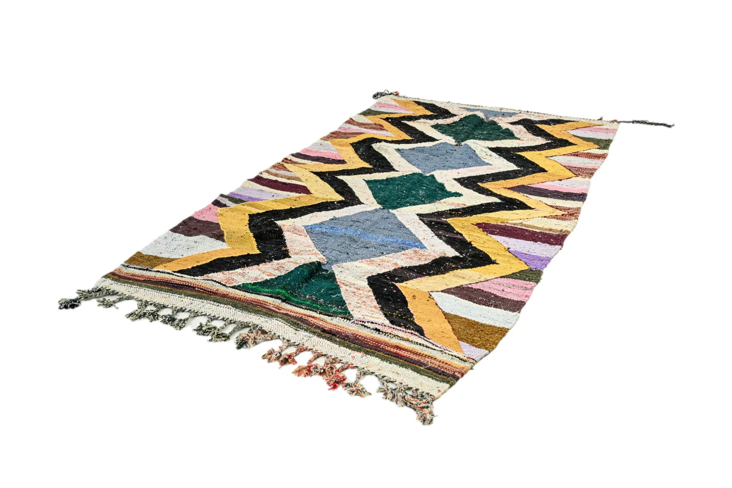 Tapis berbère marocain Boucherouite 135 x 260 cm