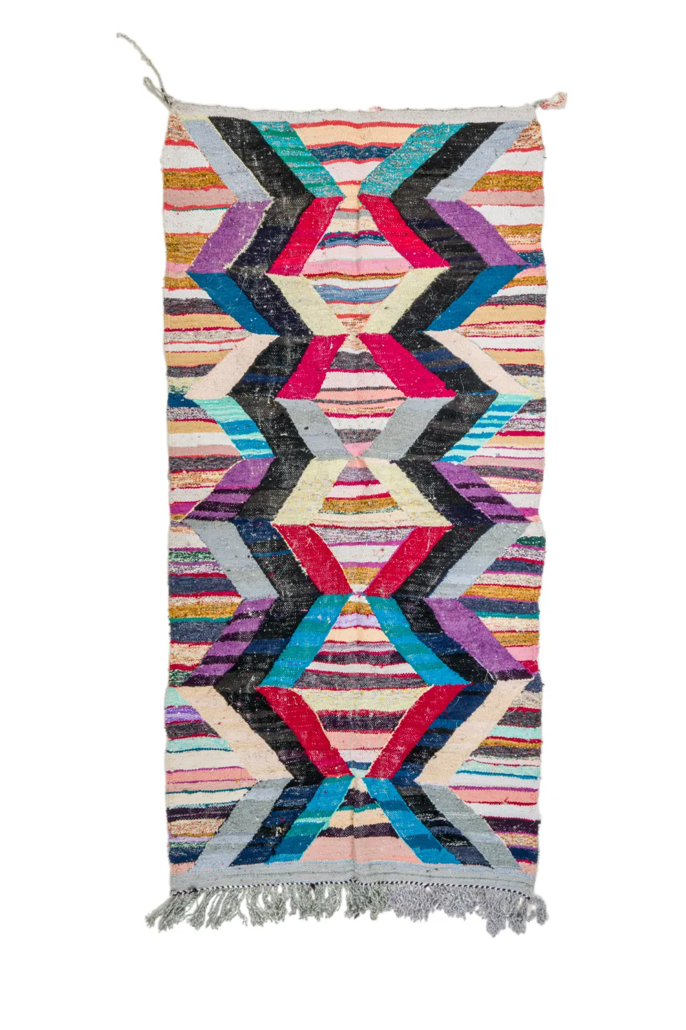 Tapis berbère marocain Boucherouite 140 x 290 cm