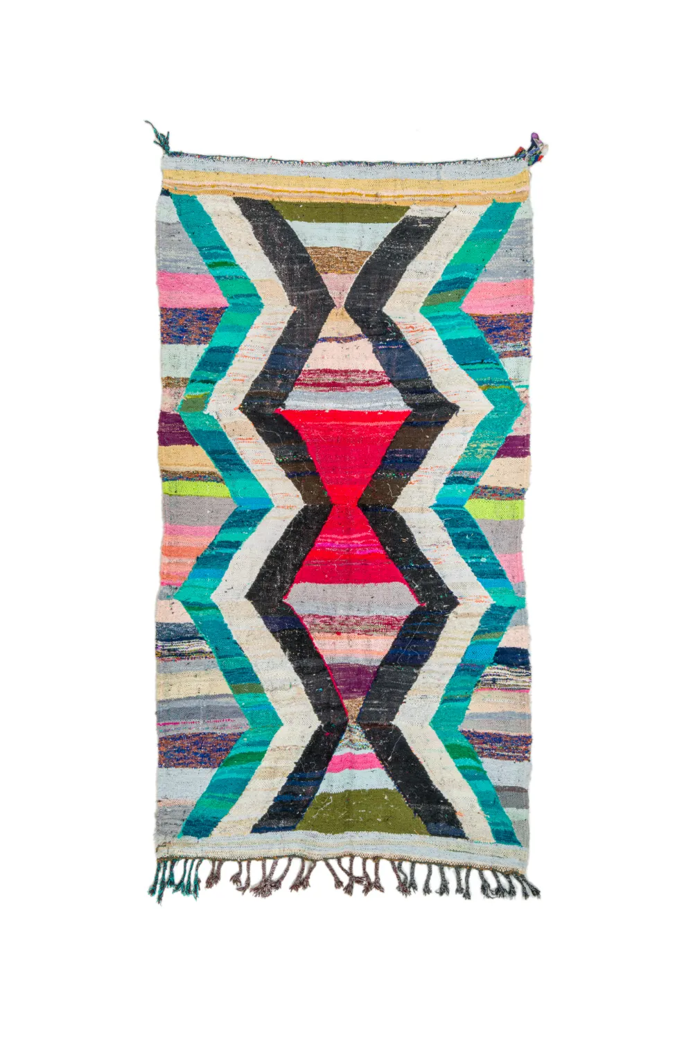 Tapis berbère marocain Boucherouite 140 x 260 cm