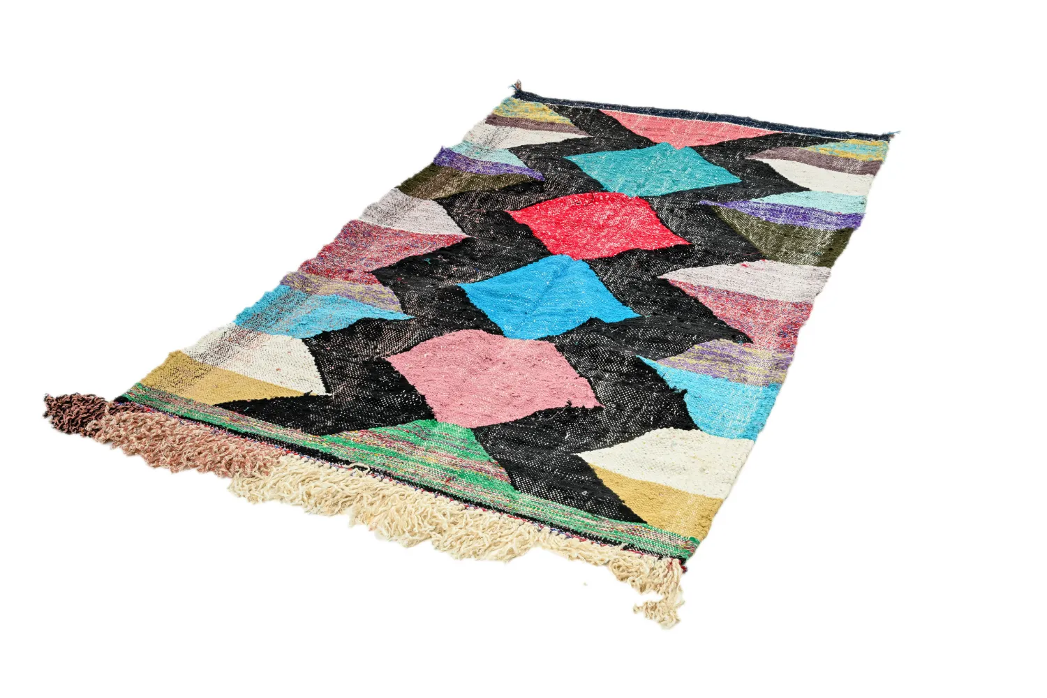 Tapis berbère marocain Boucherouite 120 x 230 cm