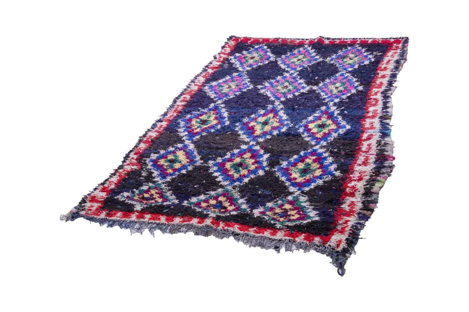 Tapis berbère marocain Boucherouite 265 x 140 cm