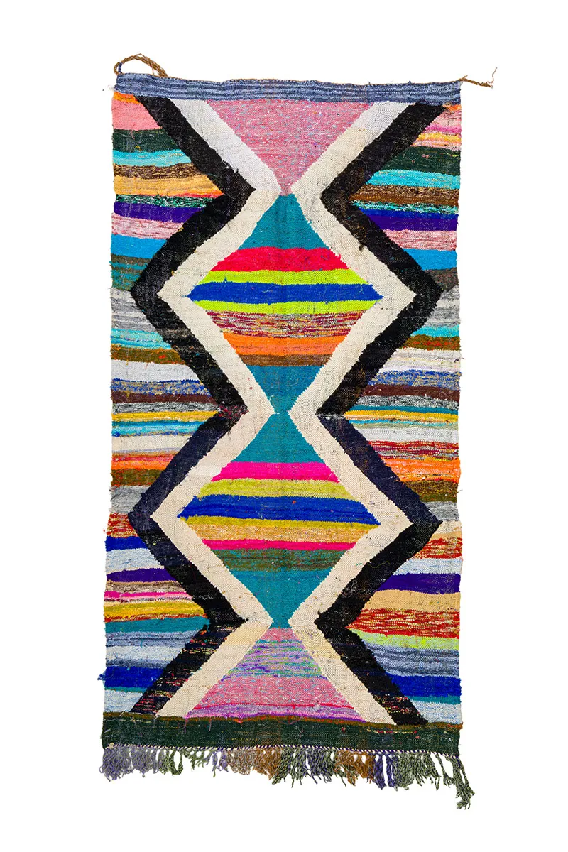 Tapis berbère marocain Boucherouite 135 x 245 cm