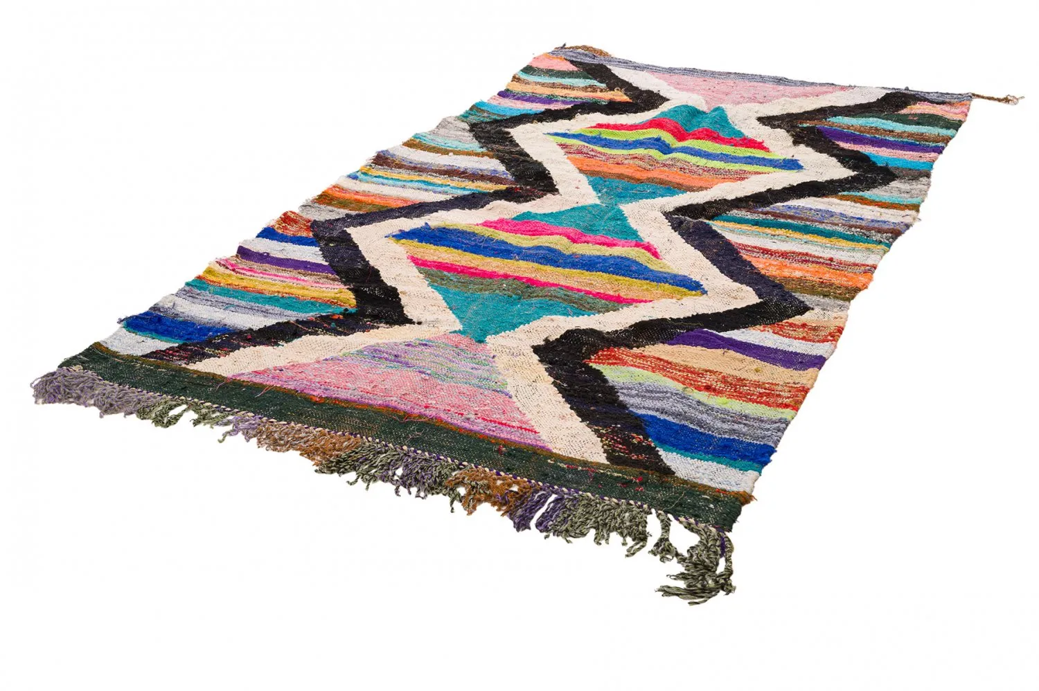 Tapis berbère marocain Boucherouite 135 x 245 cm