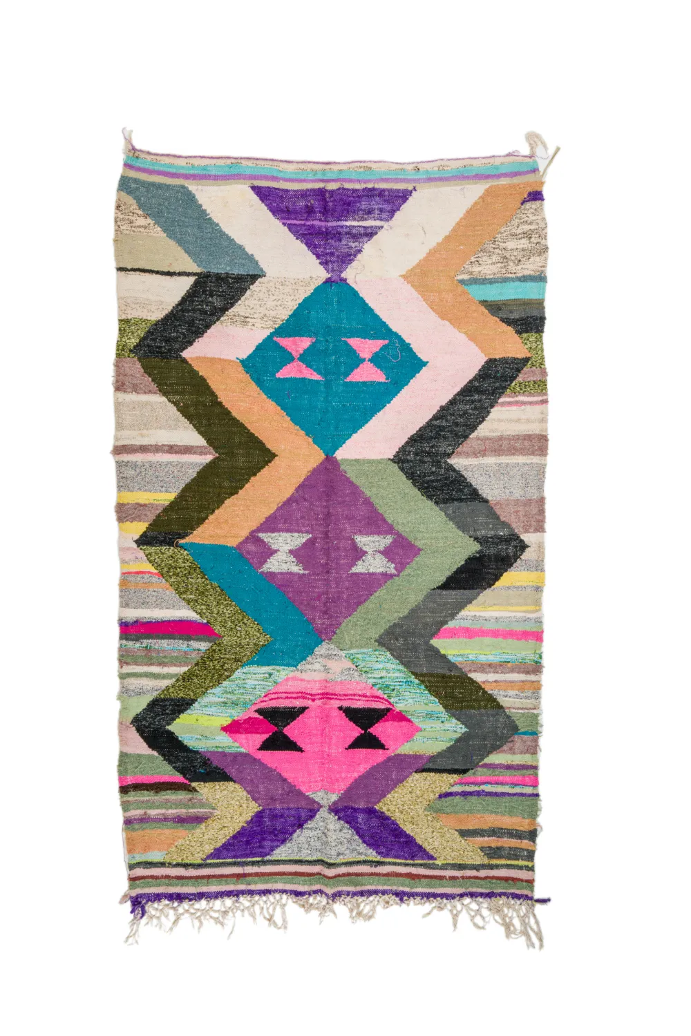 Tapis berbère marocain Boucherouite 145 x 260 cm