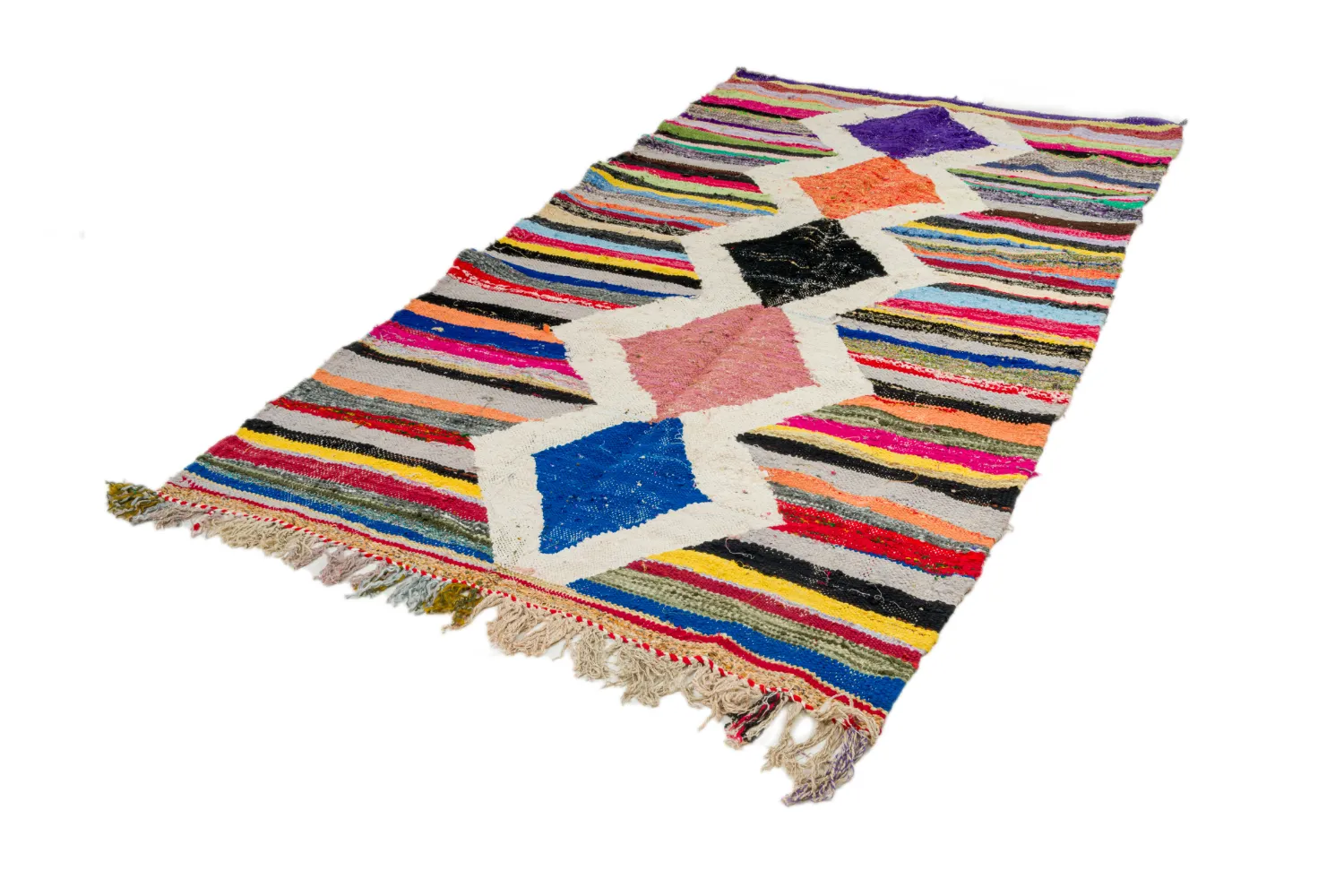 Tapis berbère marocain Boucherouite 135 x 270 cm