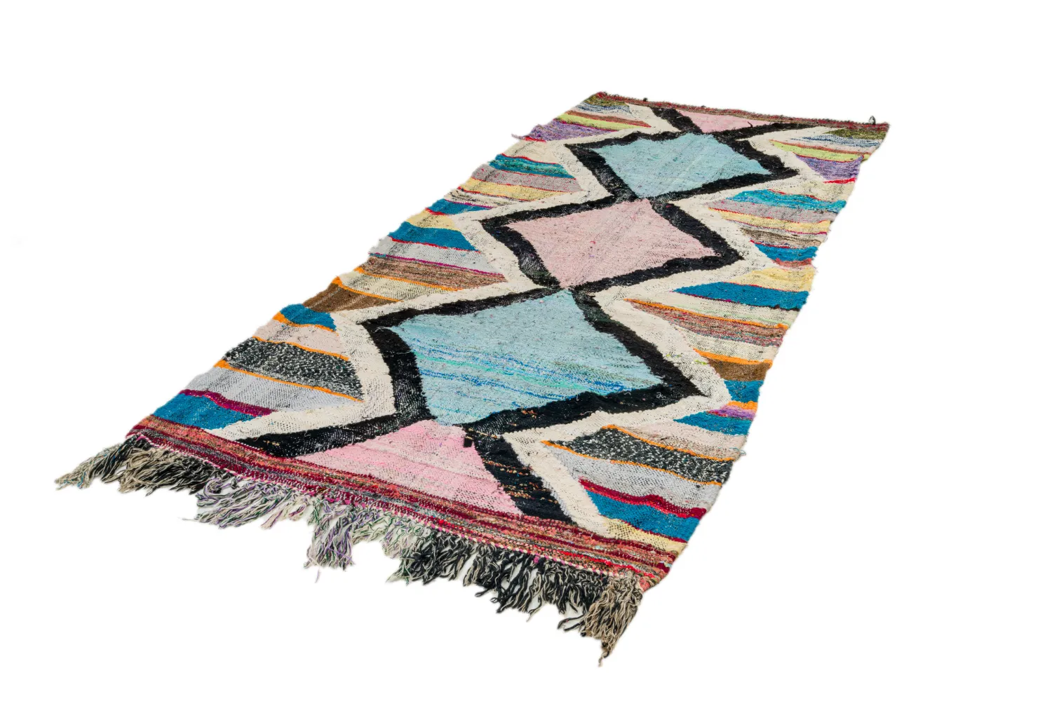 Tapis berbère marocain Boucherouite 120 x 275 cm