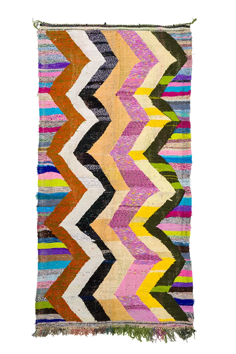 Tapis berbère marocain Boucherouite 145 x 290 cm