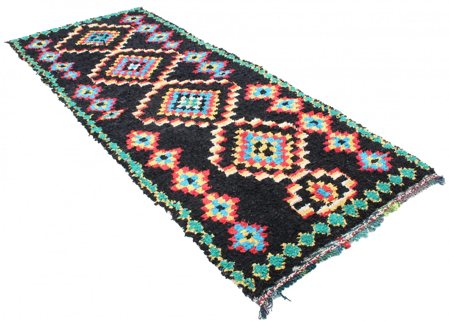 Tapis berbère marocain Boucherouite 370 x 145 cm
