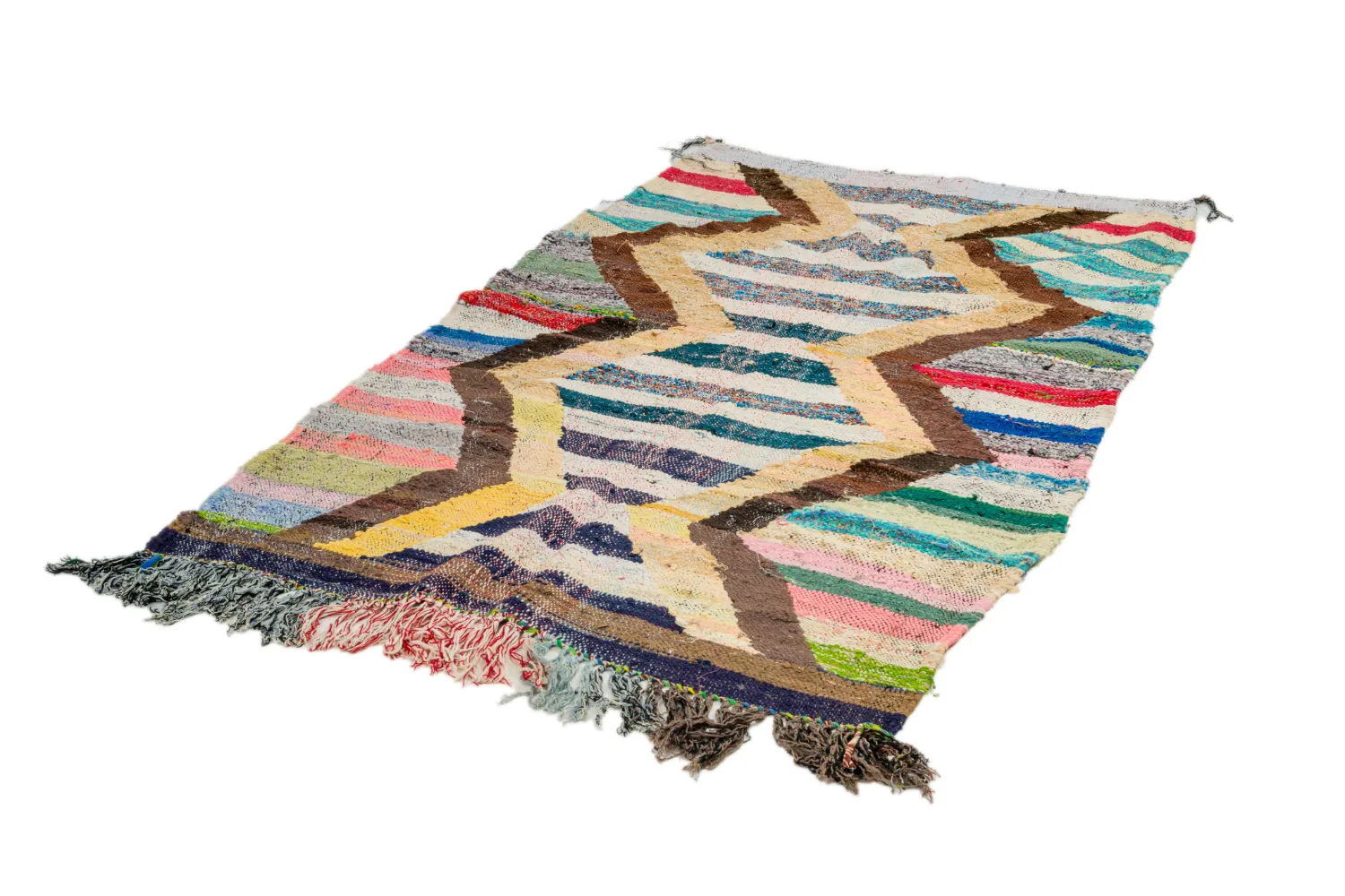 Tapis berbère marocain Boucherouite 120 x 210 cm