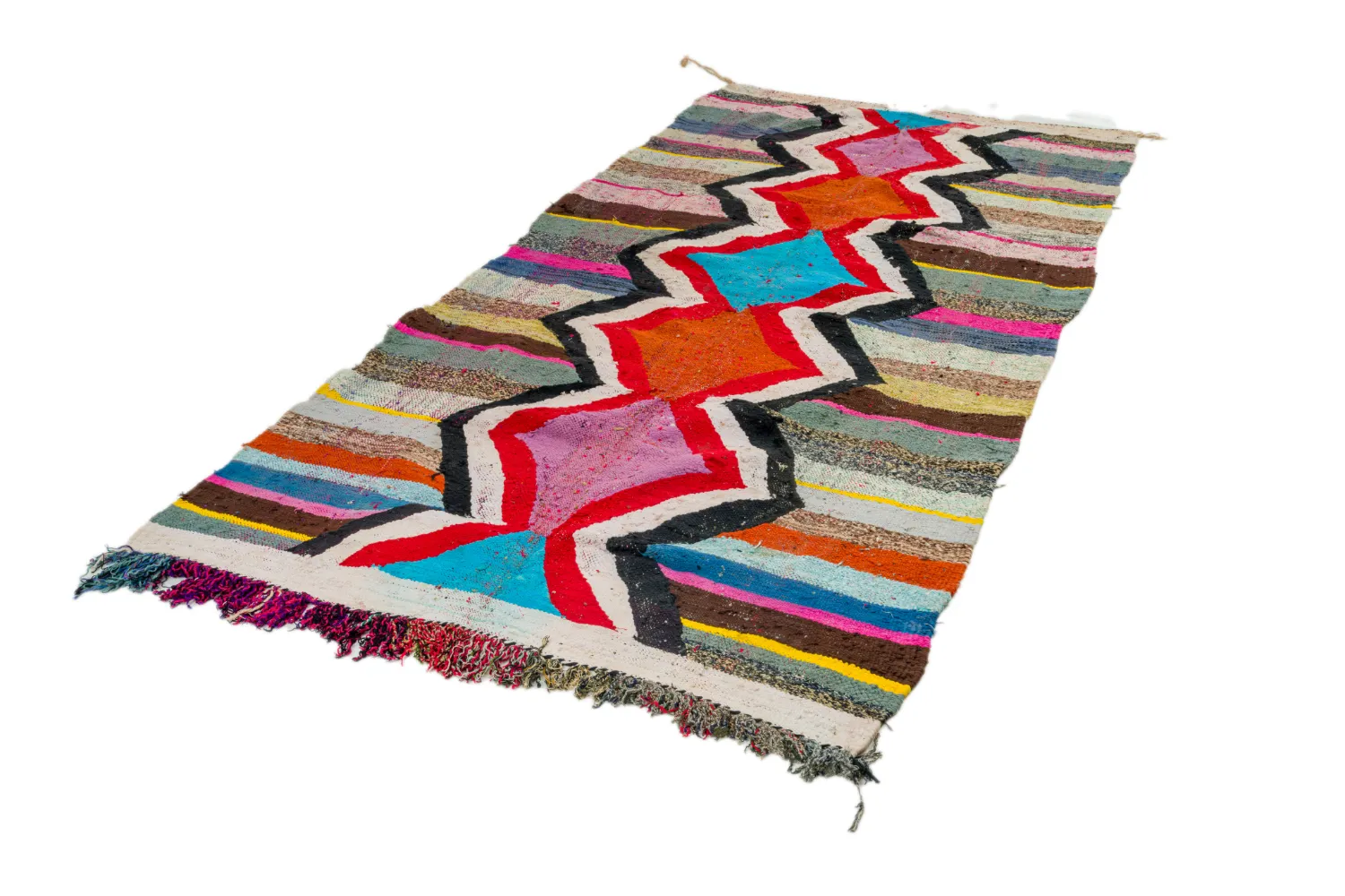 Tapis berbère marocain Boucherouite 130 x 260 cm