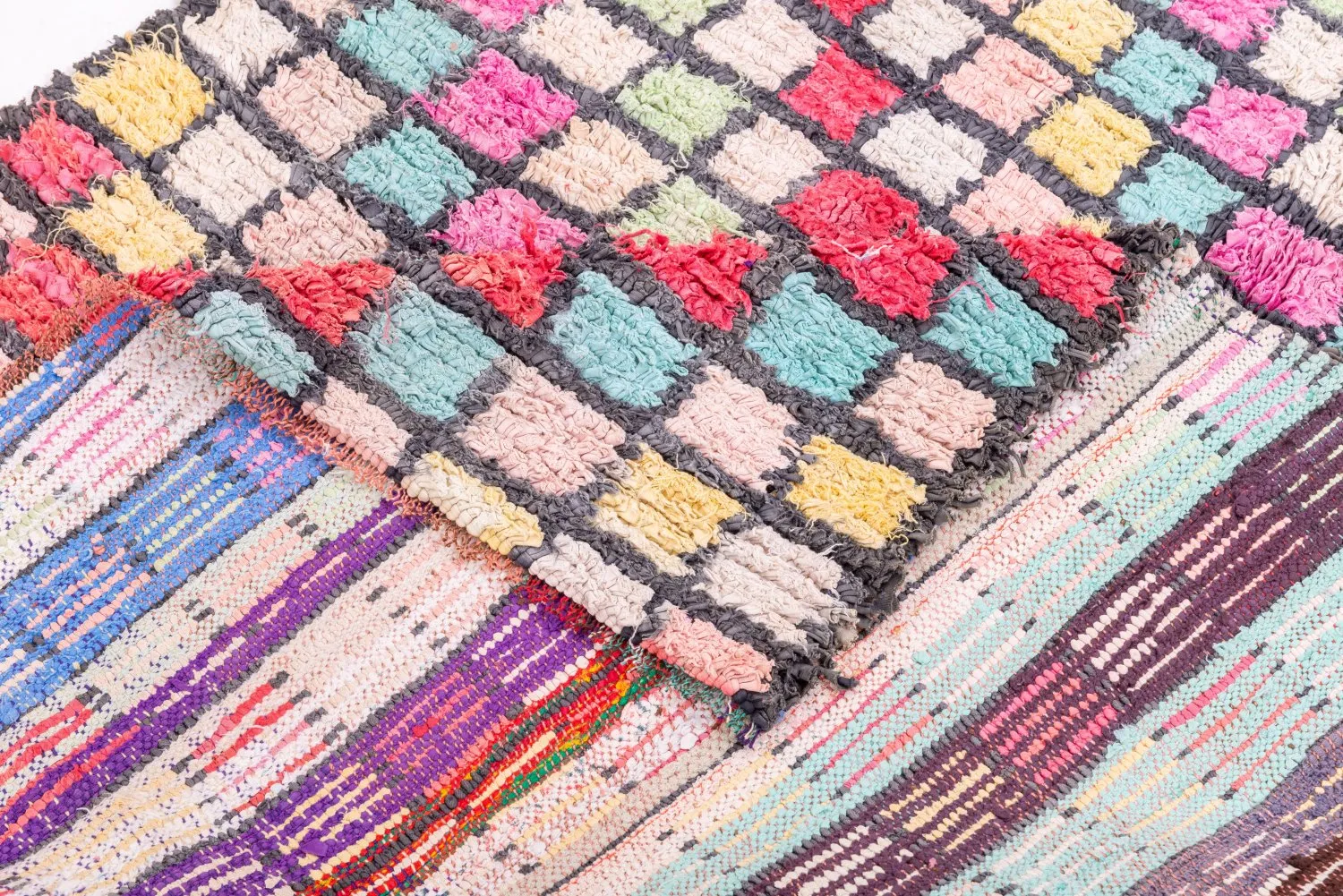 Tapis berbère marocain Boucherouite 275 x 125 cm