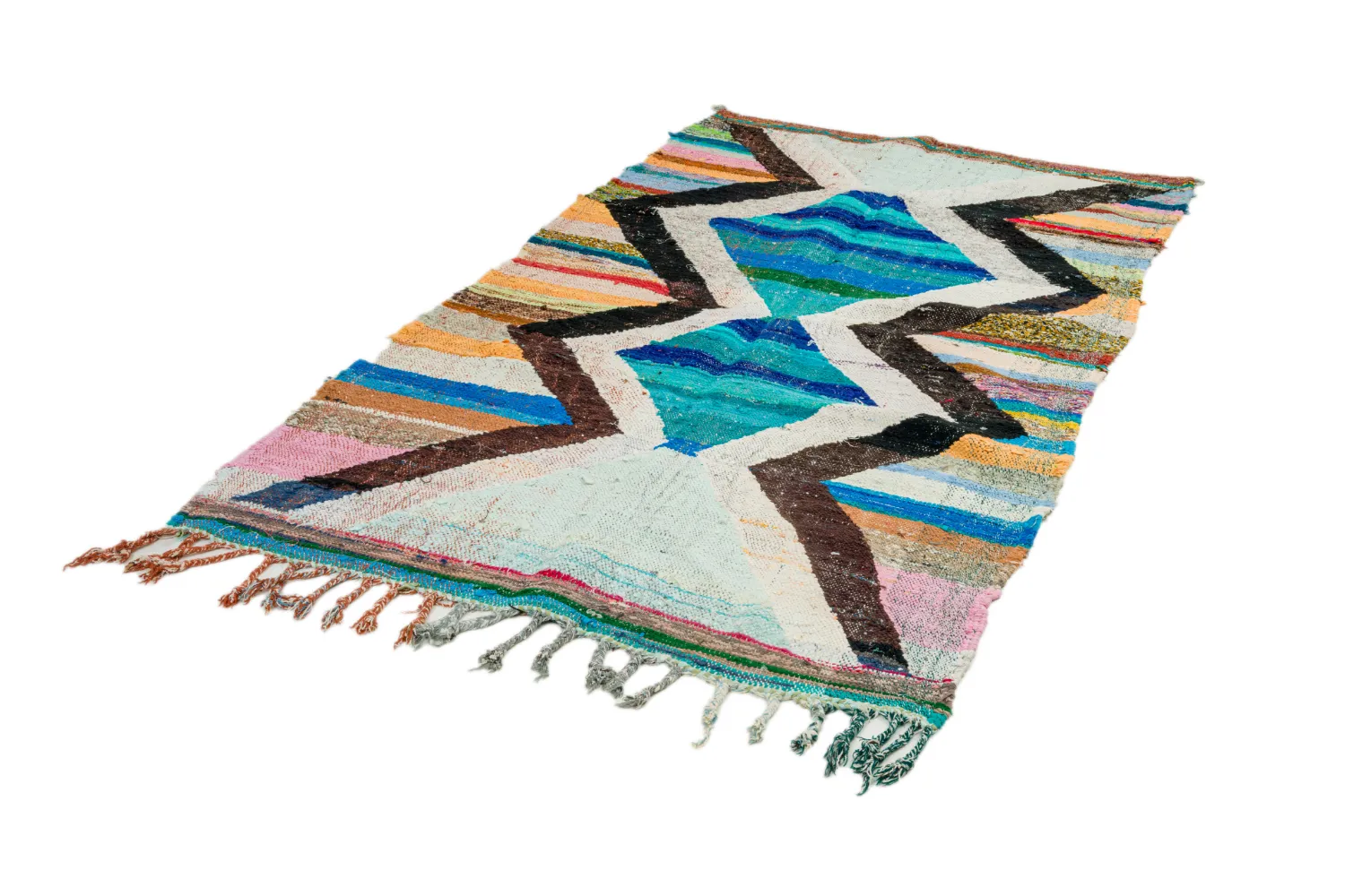 Tapis berbère marocain Boucherouite 135 x 235 cm