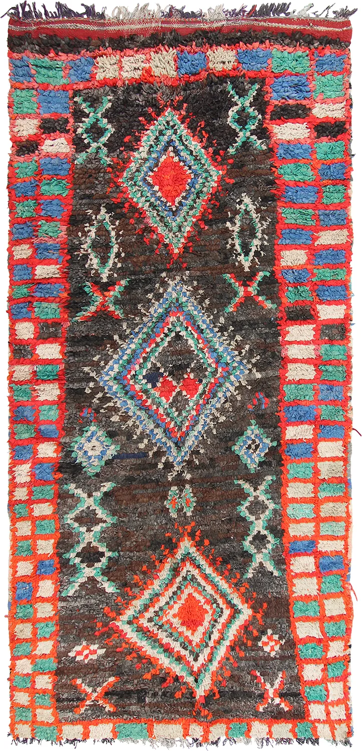Tapis berbère marocain Boucherouite 270 x 120 cm