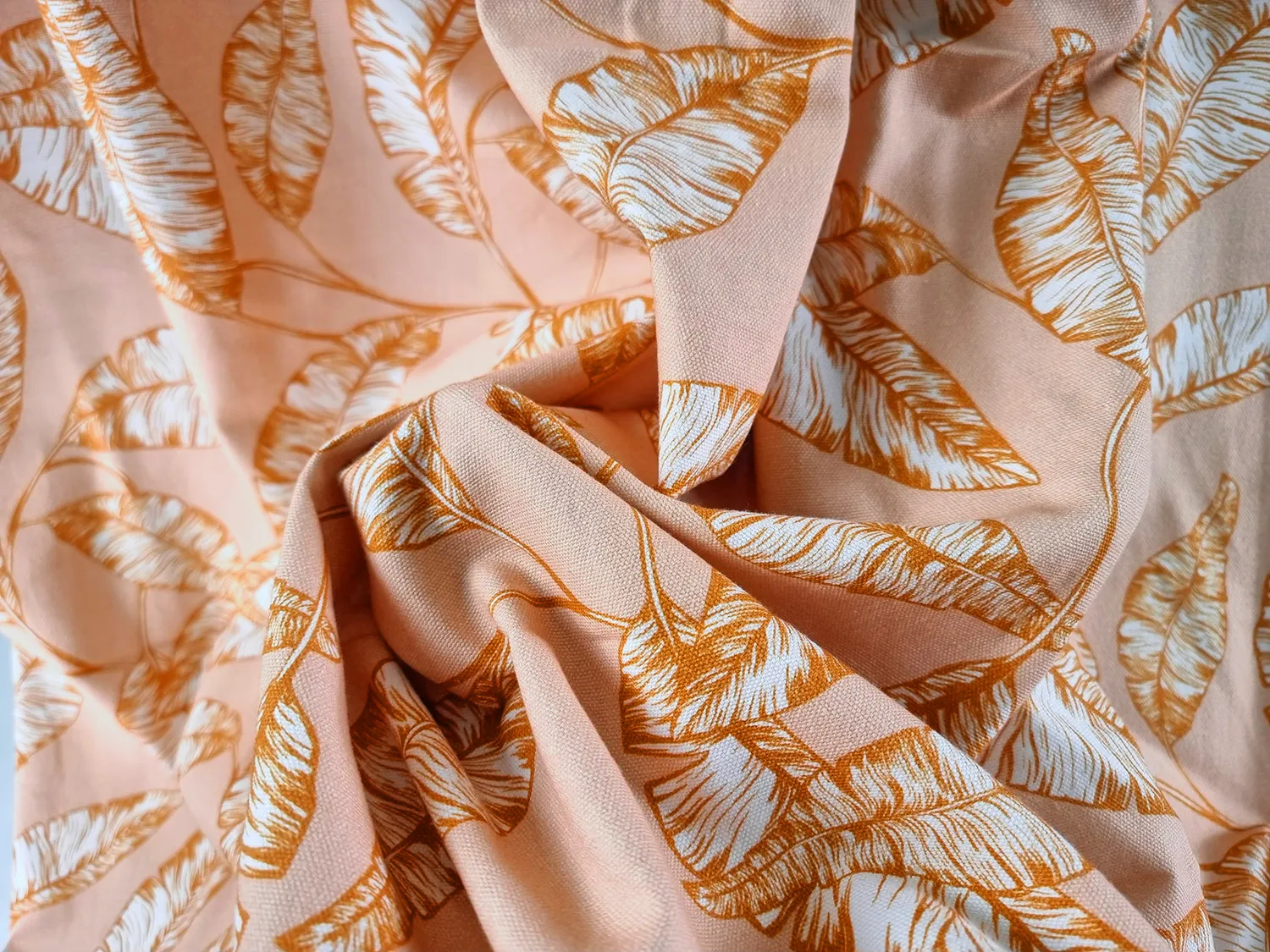 Rideaux - Rideau en coton - Leaves (orange)