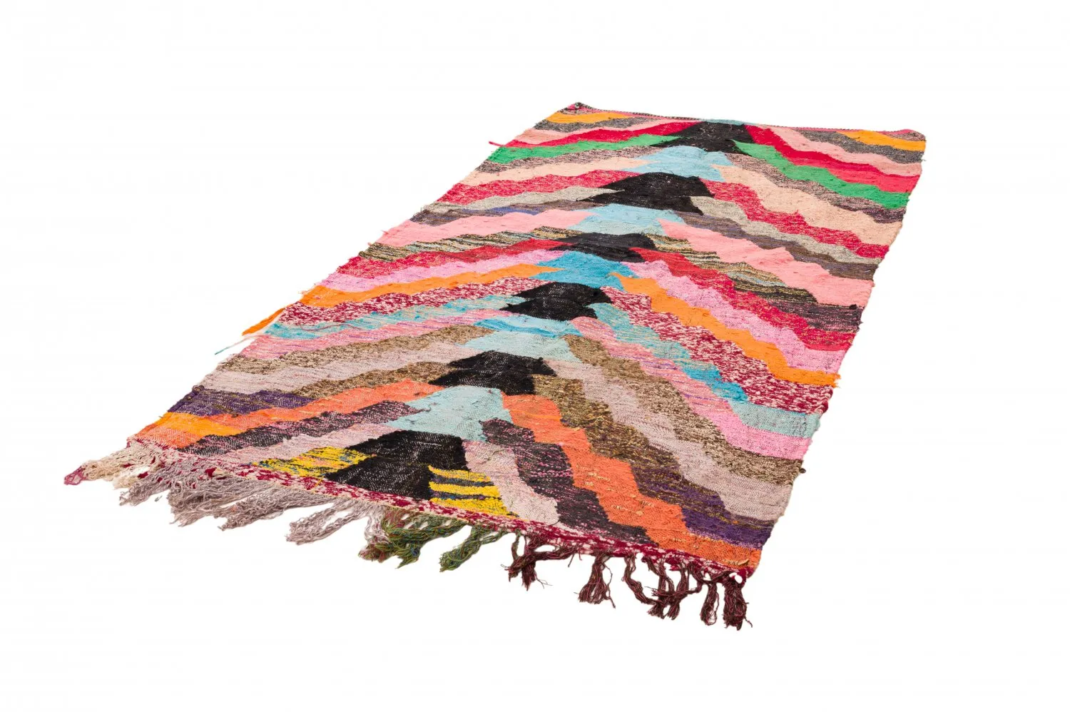 Tapis berbère marocain Boucherouite 125 x 250 cm