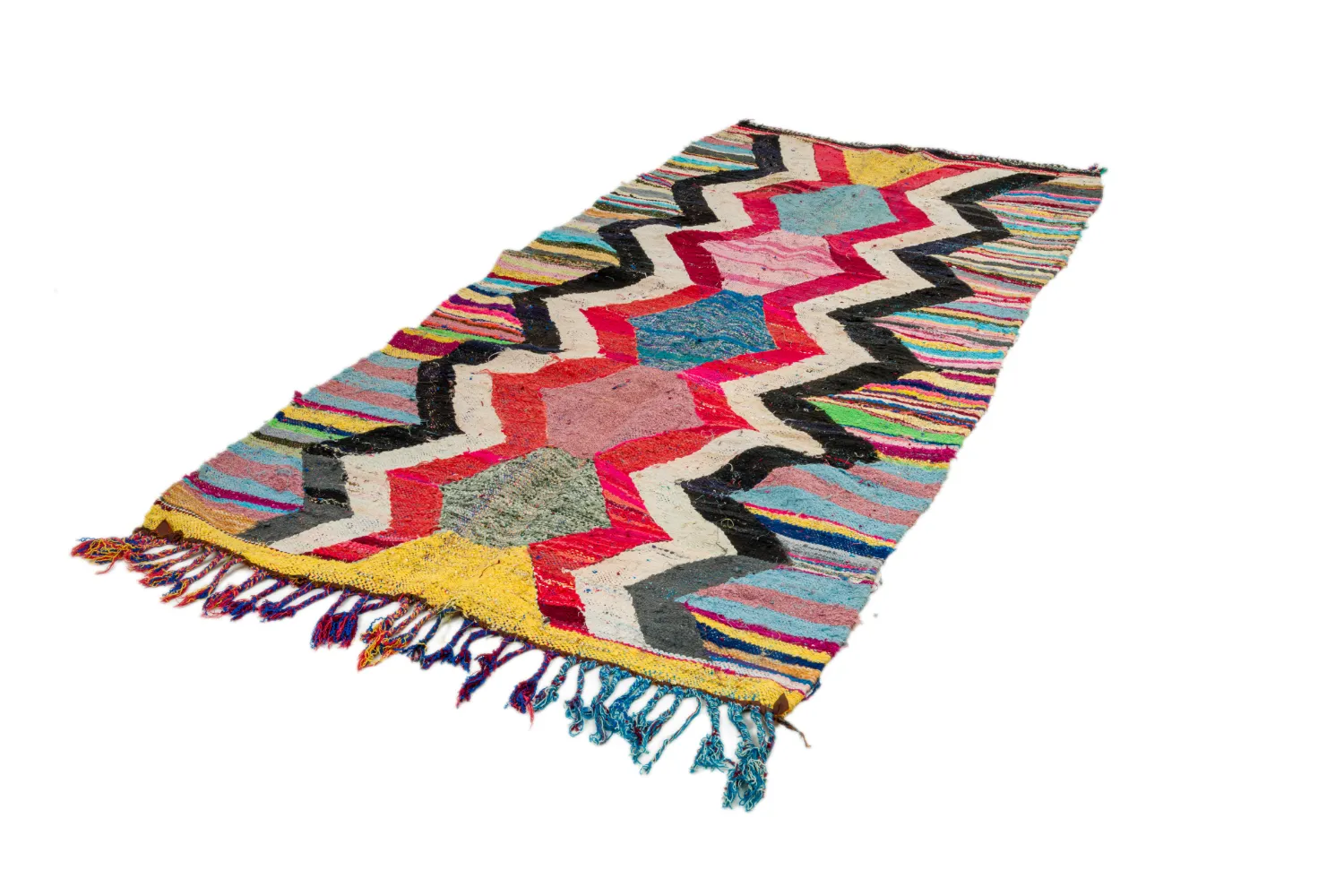 Tapis berbère marocain Boucherouite 125 x 265 cm