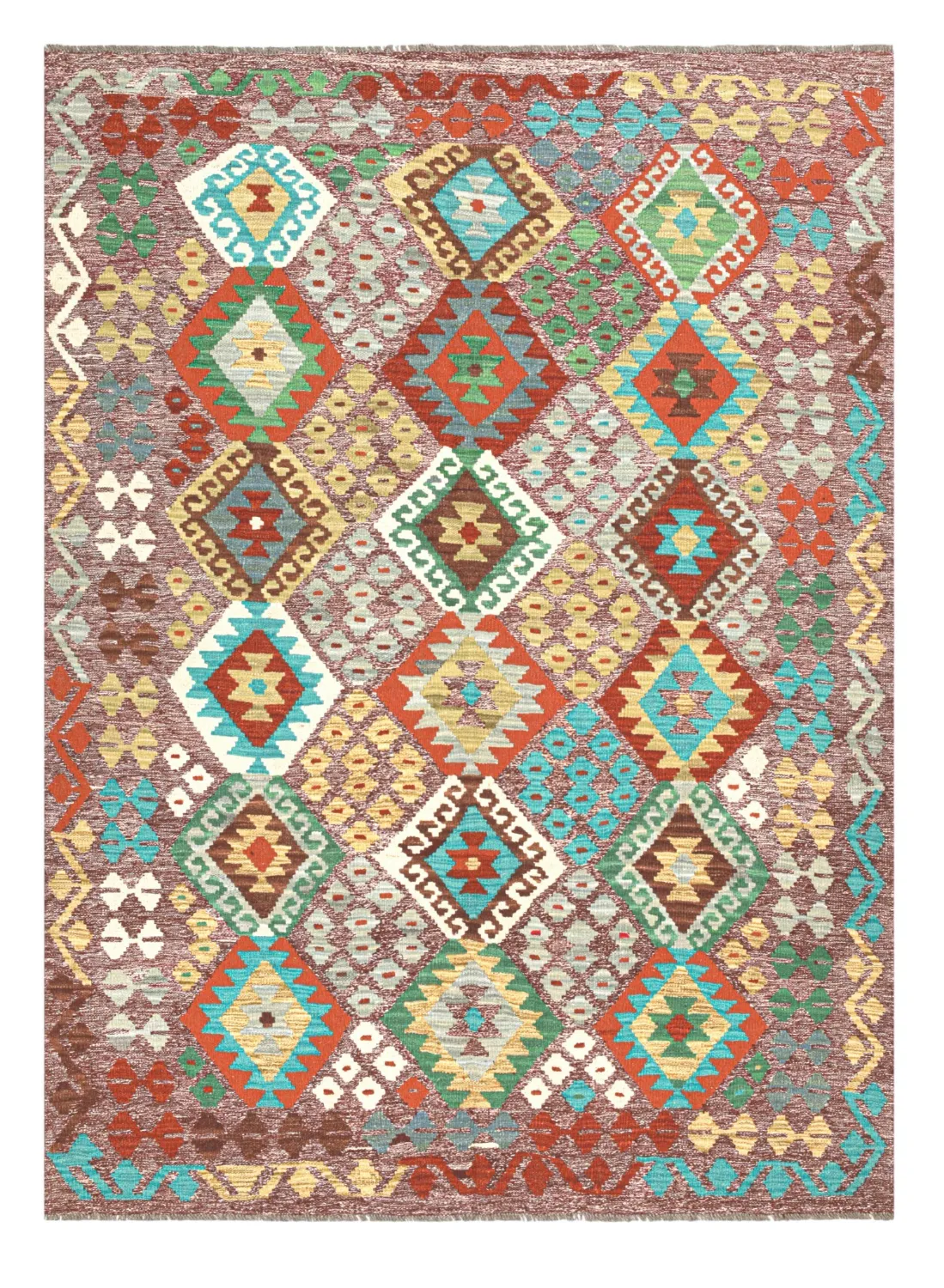 Tapis Oriental - Vegi Kelim Hand Woven - 174 x 241 cm