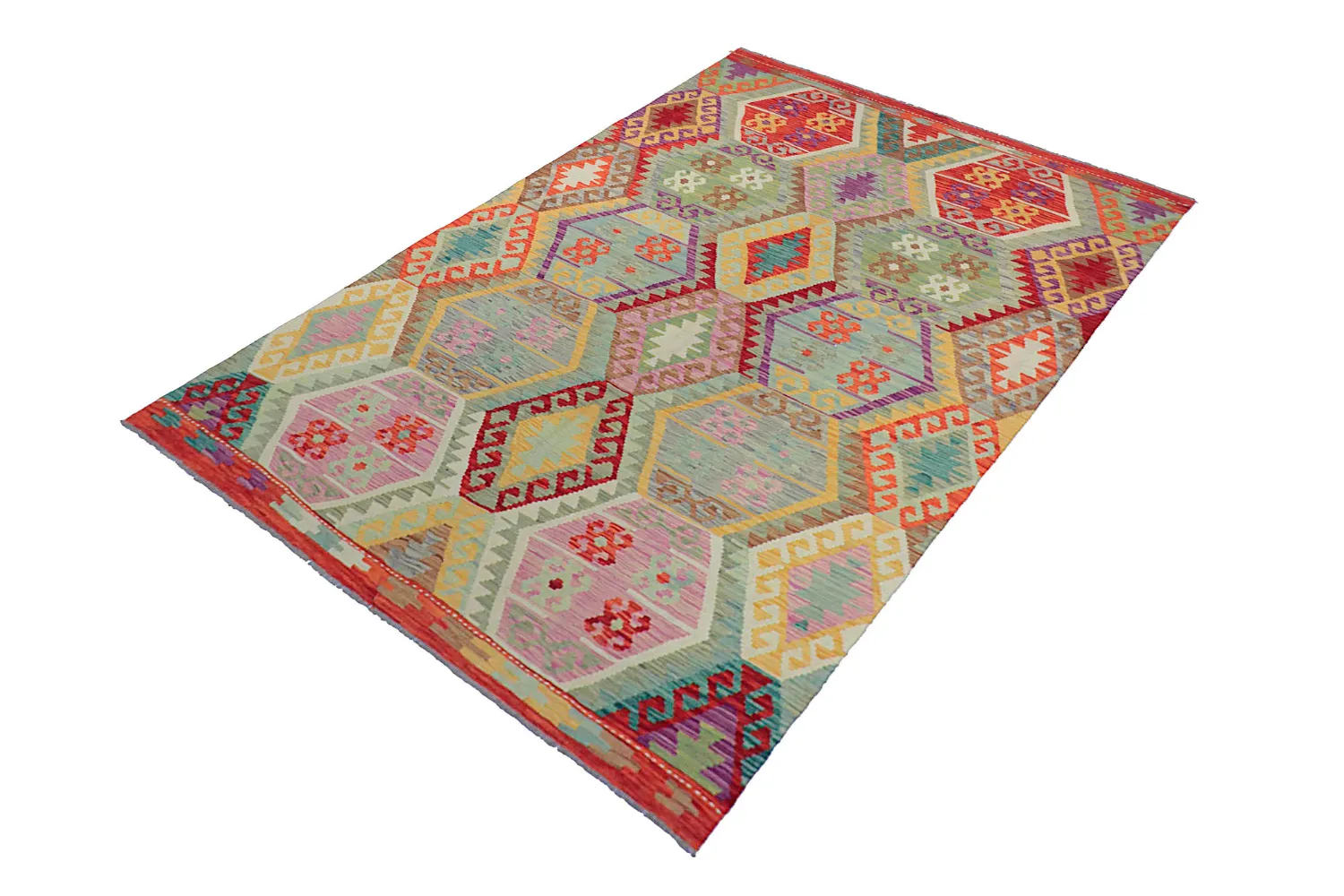 Tapis Oriental - Vegi Kelim Hand Woven - 172 x 256 cm