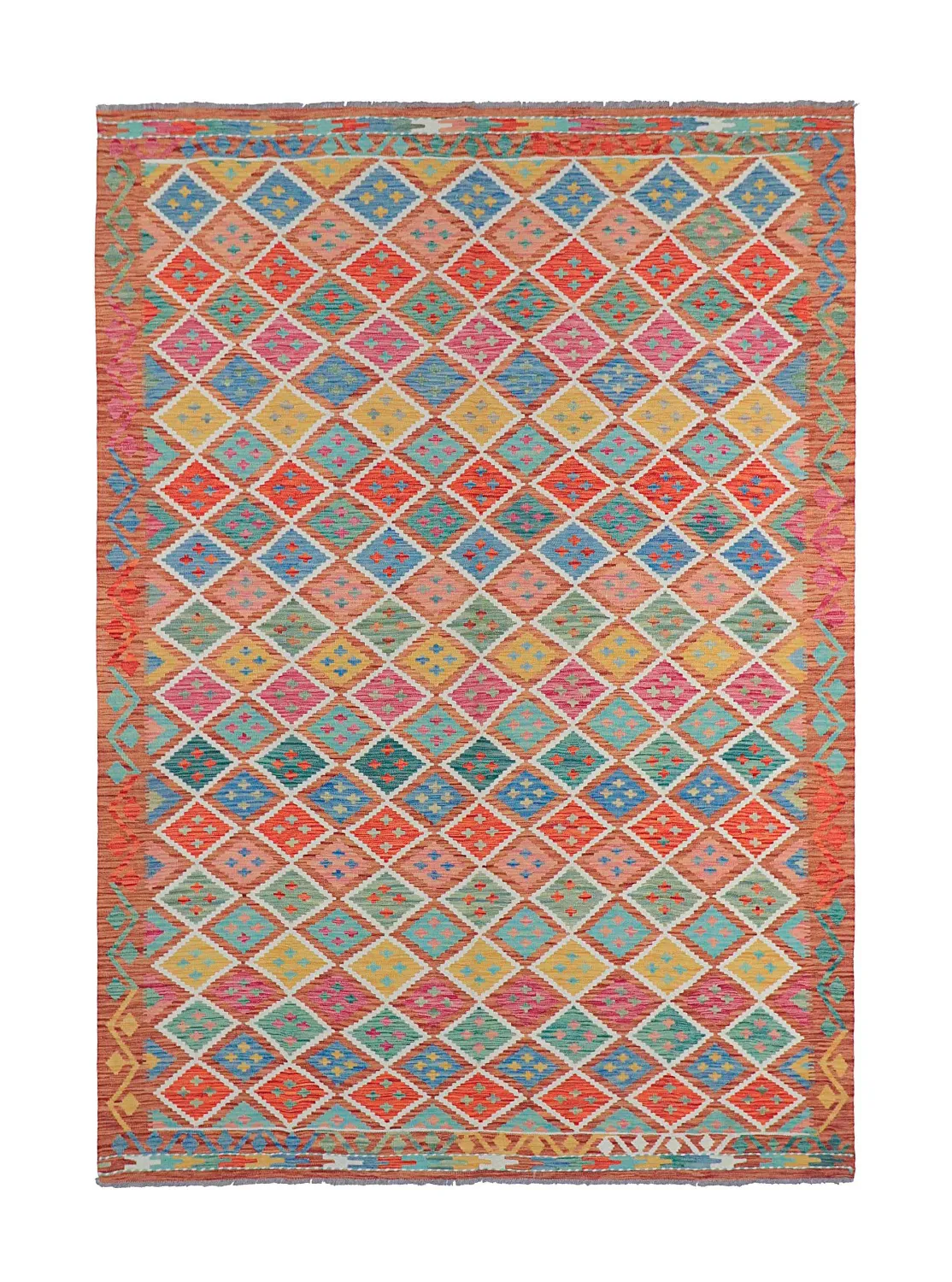 Tapis Oriental - Vegi Kelim Hand Woven - 202 x 294 cm