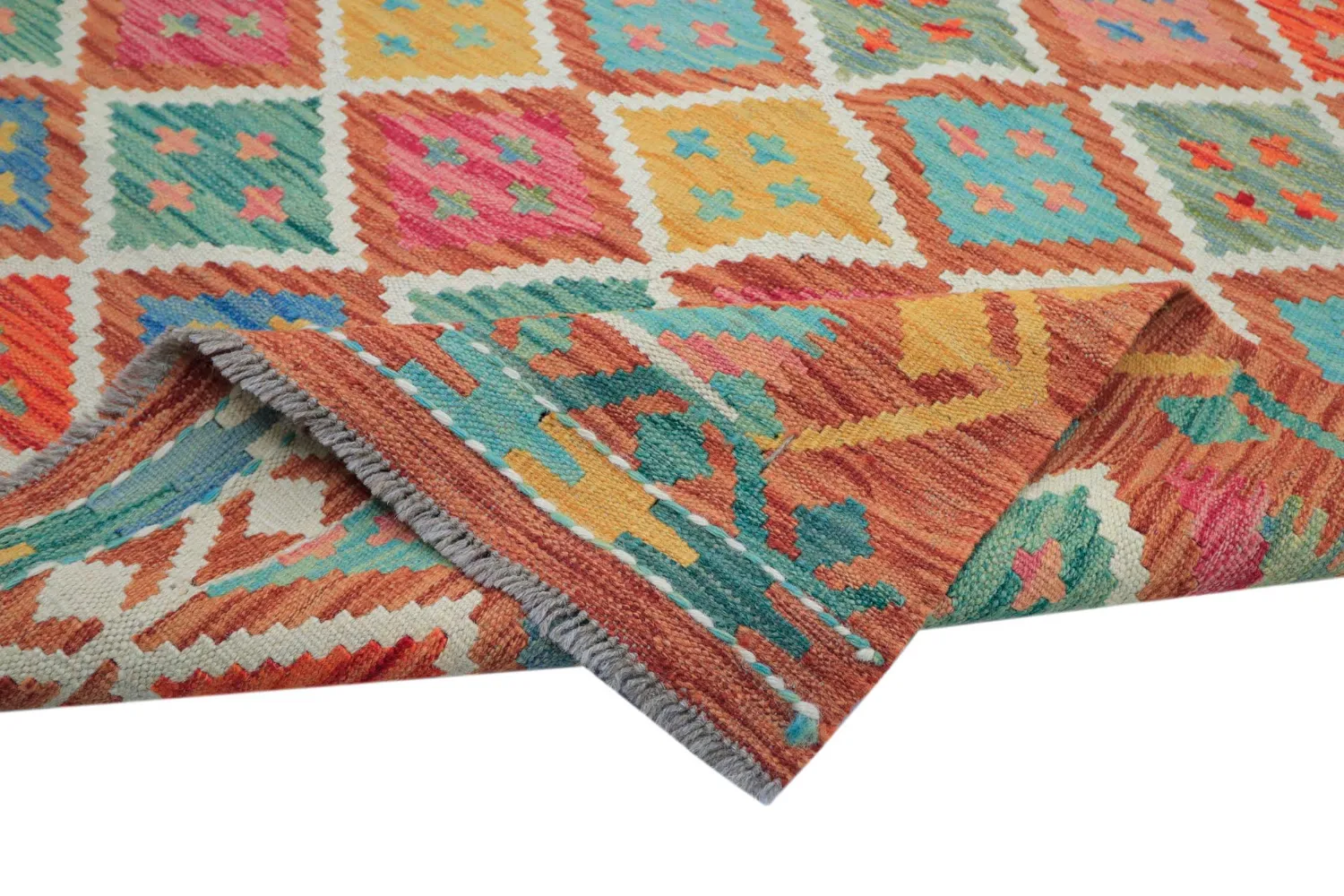 Tapis Oriental - Vegi Kelim Hand Woven - 202 x 294 cm