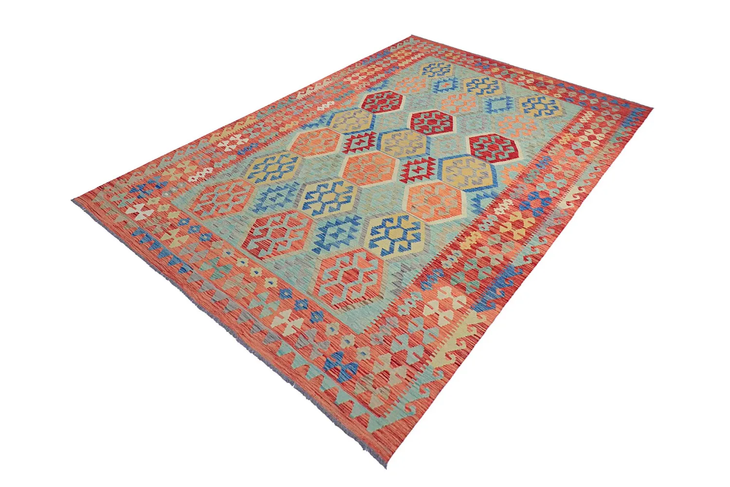 Tapis Oriental - Vegi Kelim Hand Woven - 196 x 292 cm