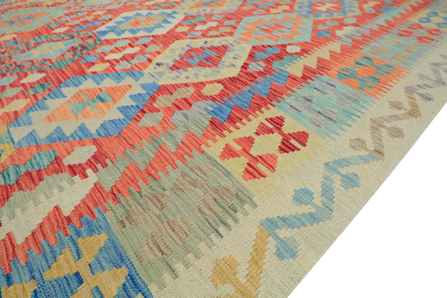 Tapis Oriental - Vegi Kelim Hand Woven - 202 x 294 cm