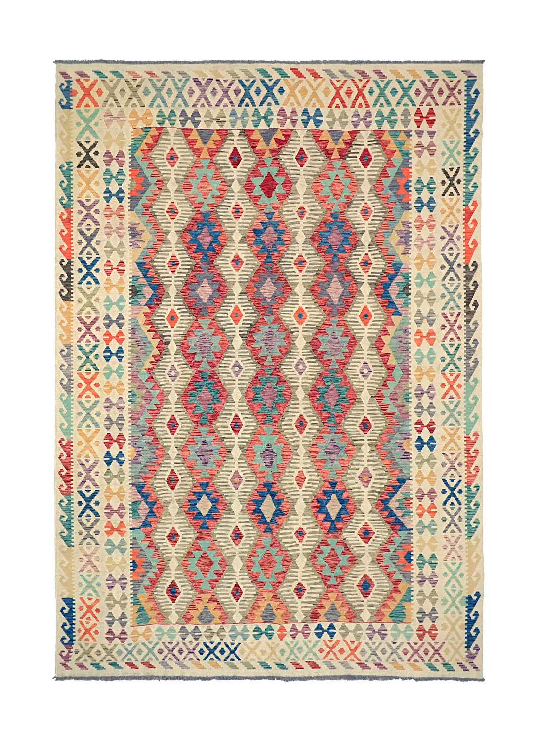 Tapis Oriental - Vegi Kelim Hand Woven - 202 x 293 cm