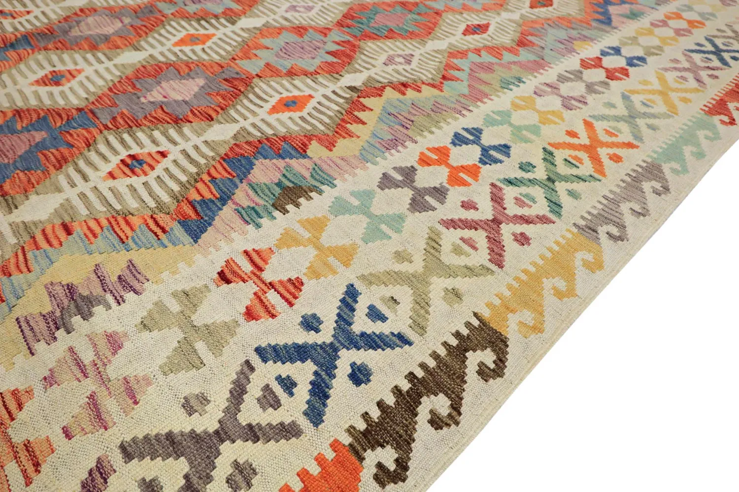 Tapis Oriental - Vegi Kelim Hand Woven - 202 x 293 cm