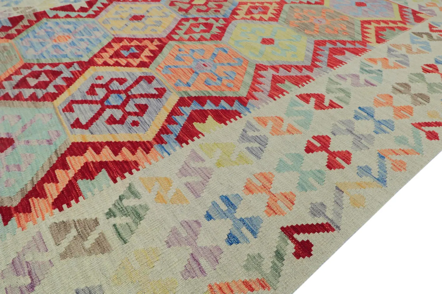 Tapis Oriental - Vegi Kelim Hand Woven - 176 x 247 cm