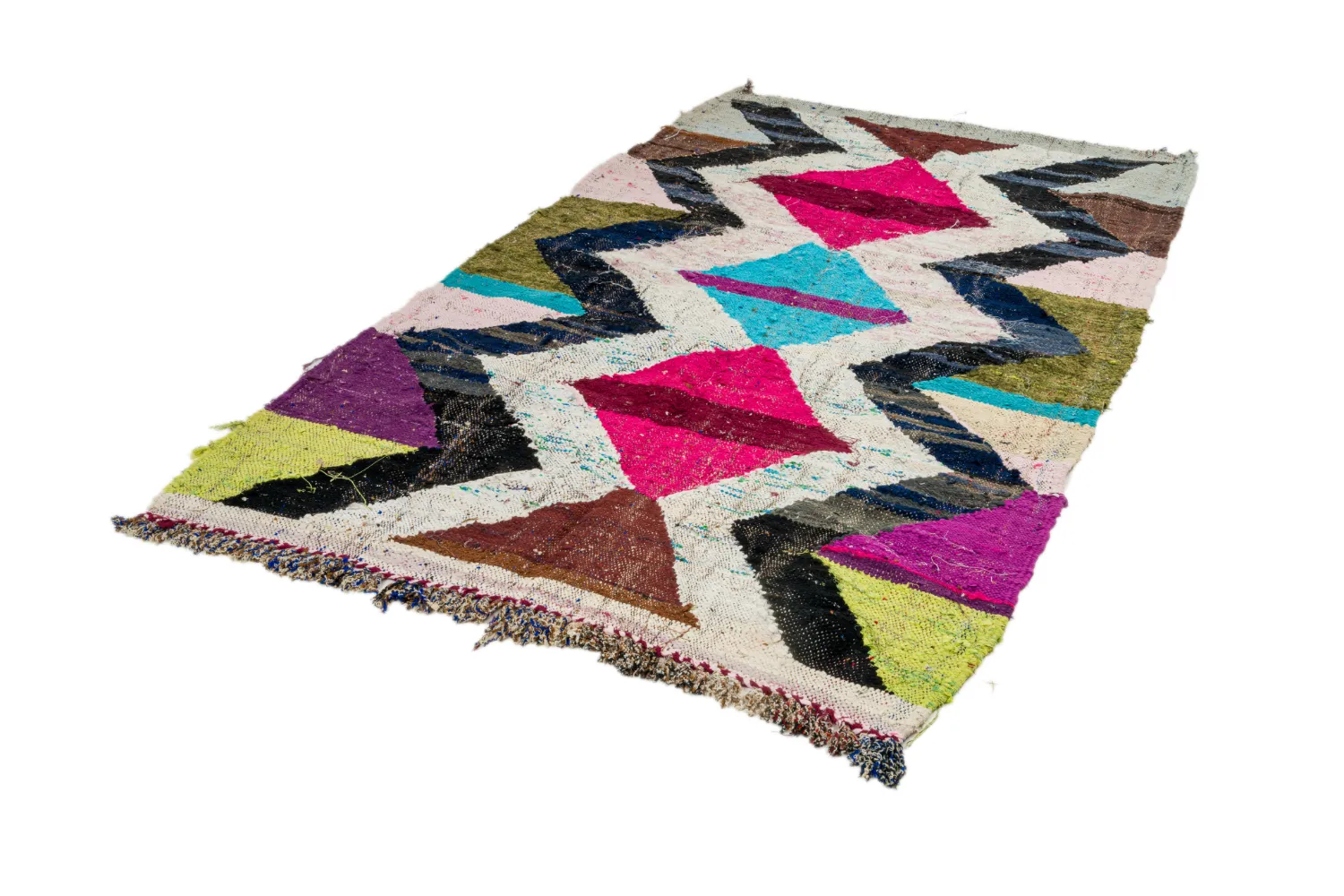 Tapis berbère marocain Boucherouite 135 x 230 cm