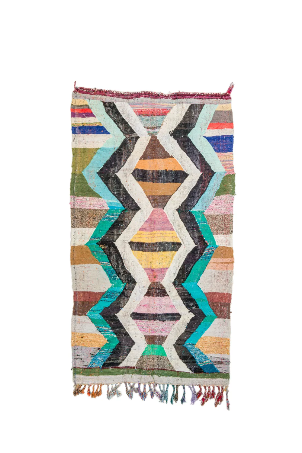 Tapis berbère marocain Boucherouite 135 x 245 cm