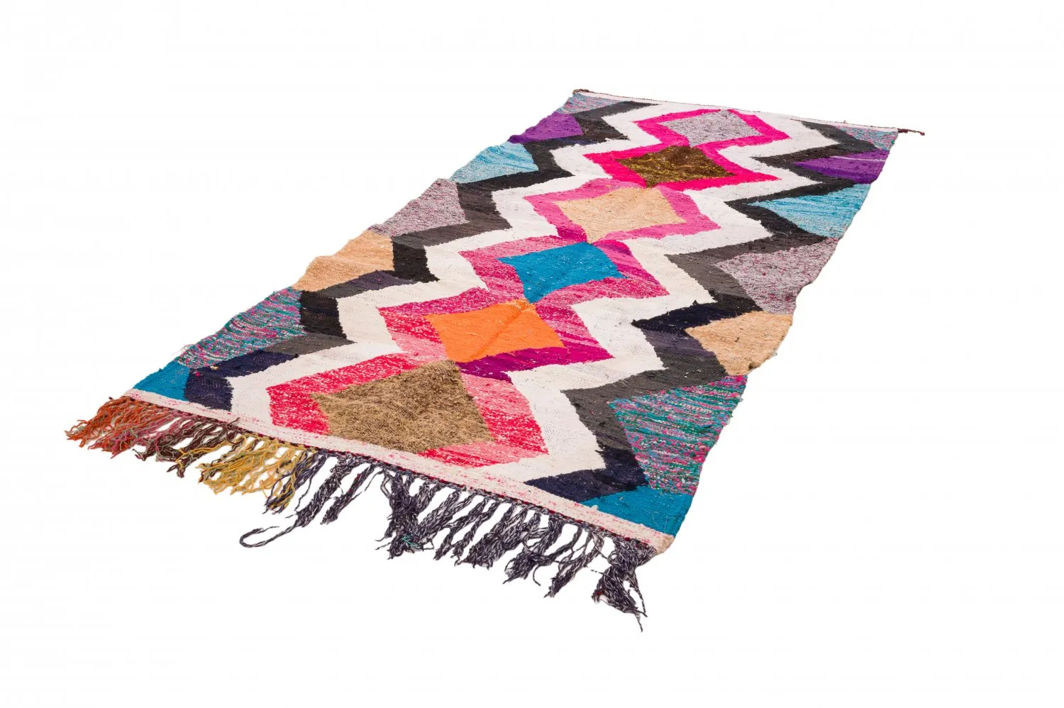 Tapis berbère marocain Boucherouite 120 x 265 cm