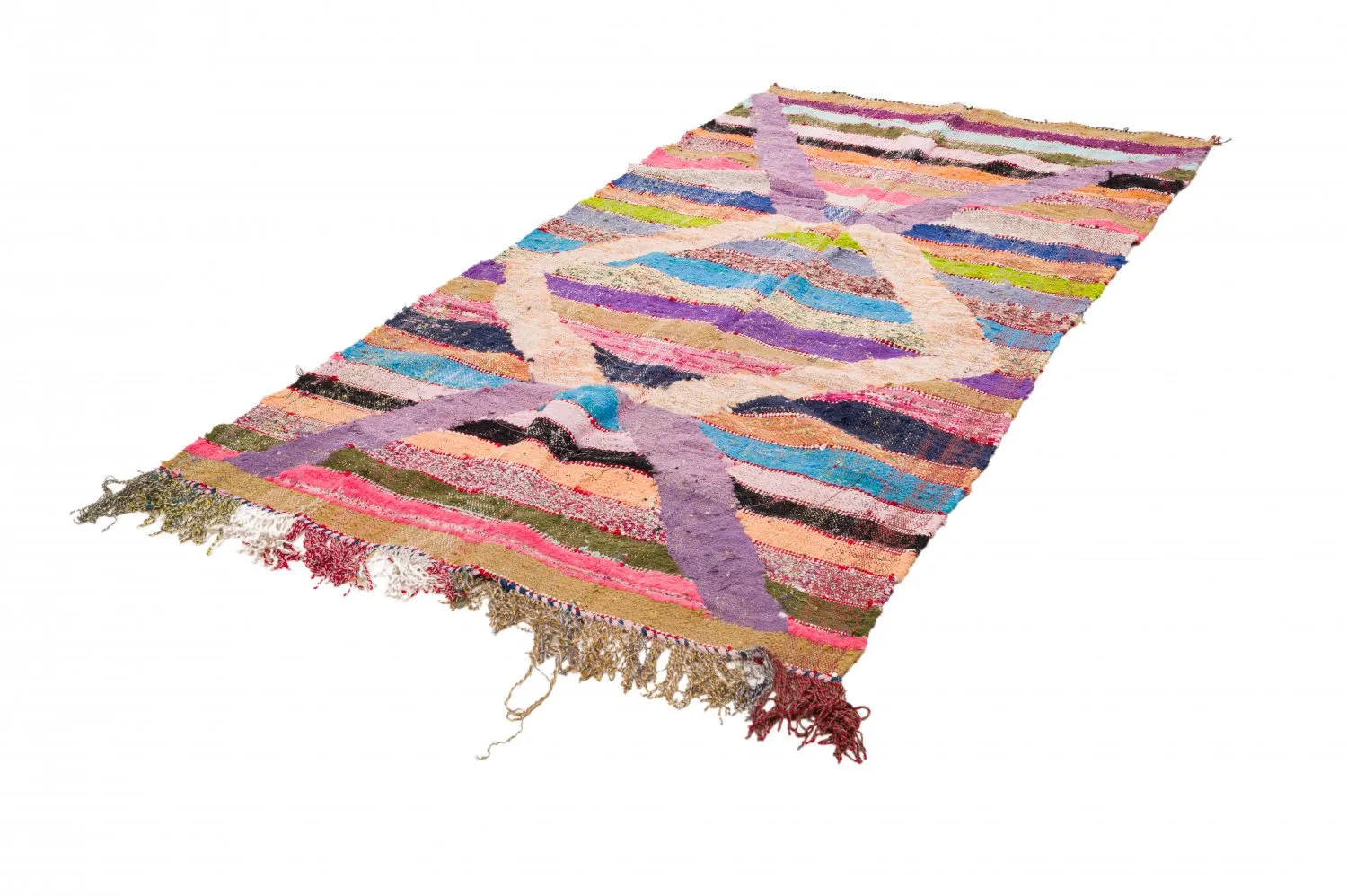 Tapis berbère marocain Boucherouite 125 x 265 cm