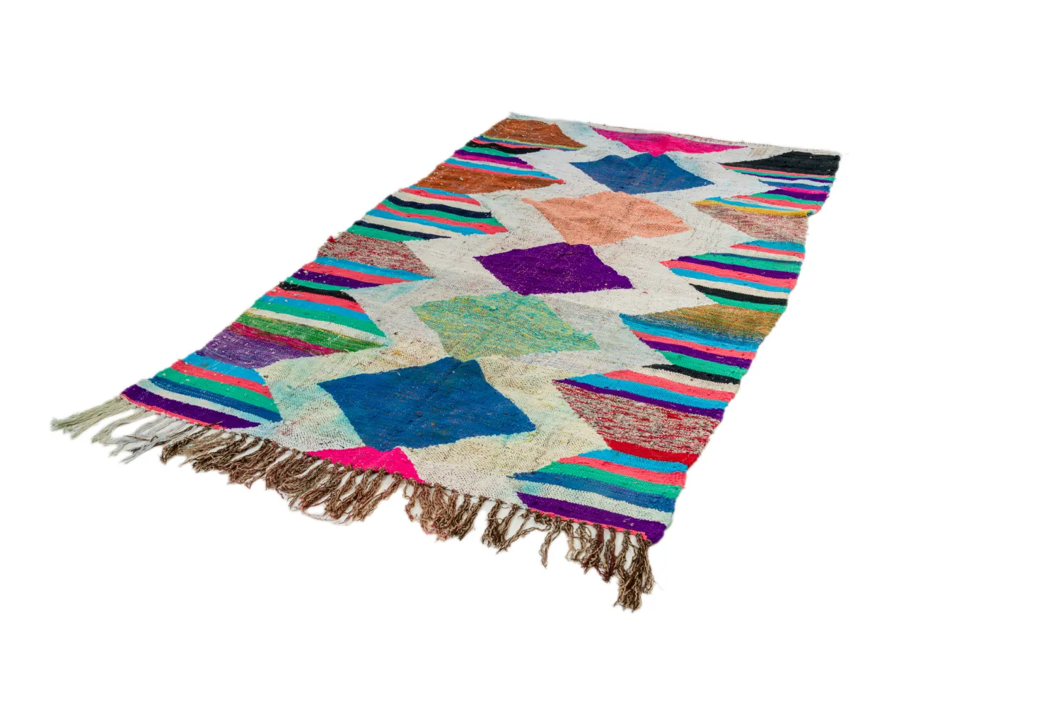 Tapis berbère marocain Boucherouite 130 x 230 cm