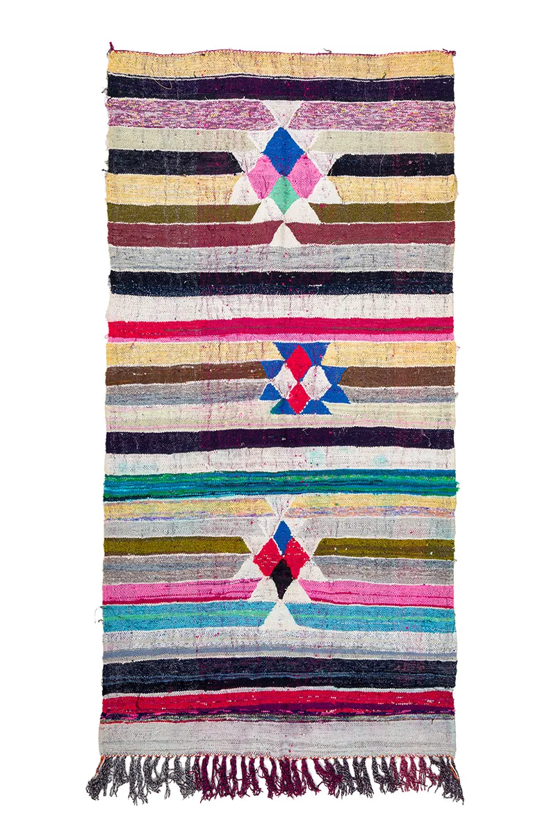 Tapis berbère marocain Boucherouite 145 x 295 cm