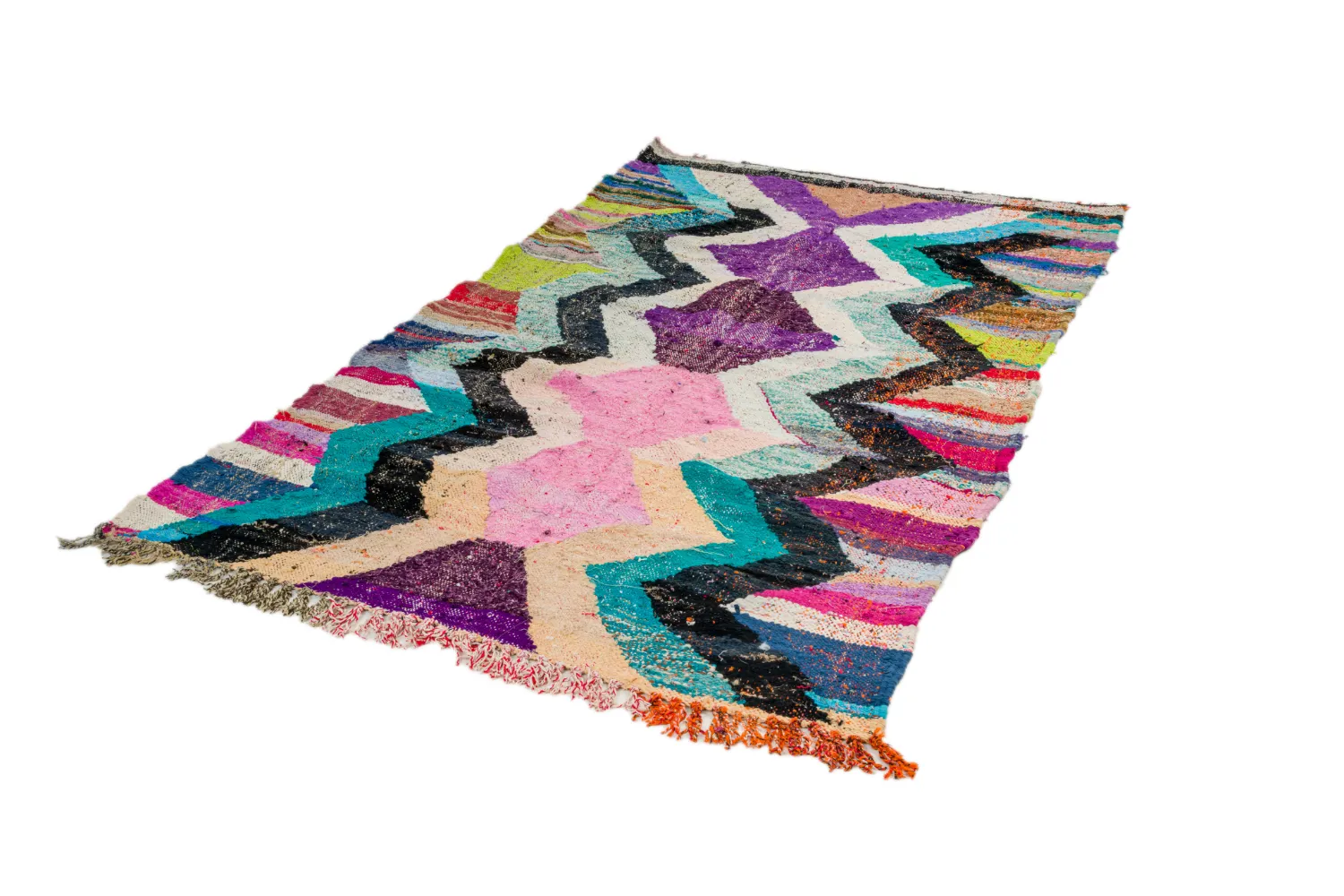 Tapis berbère marocain Boucherouite 130 x 235 cm
