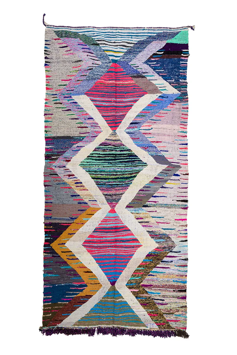 Tapis berbère marocain Boucherouite 145 x 310 cm