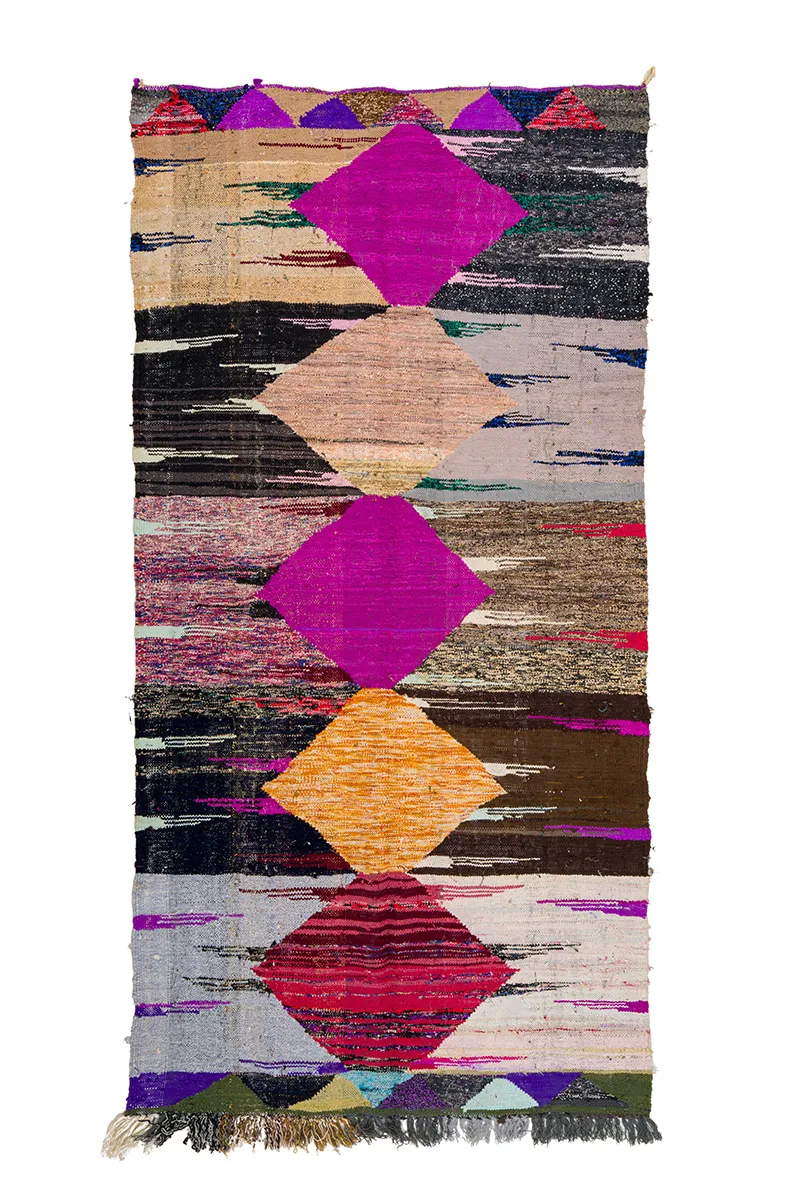 Tapis berbère marocain Boucherouite 130 x 275 cm