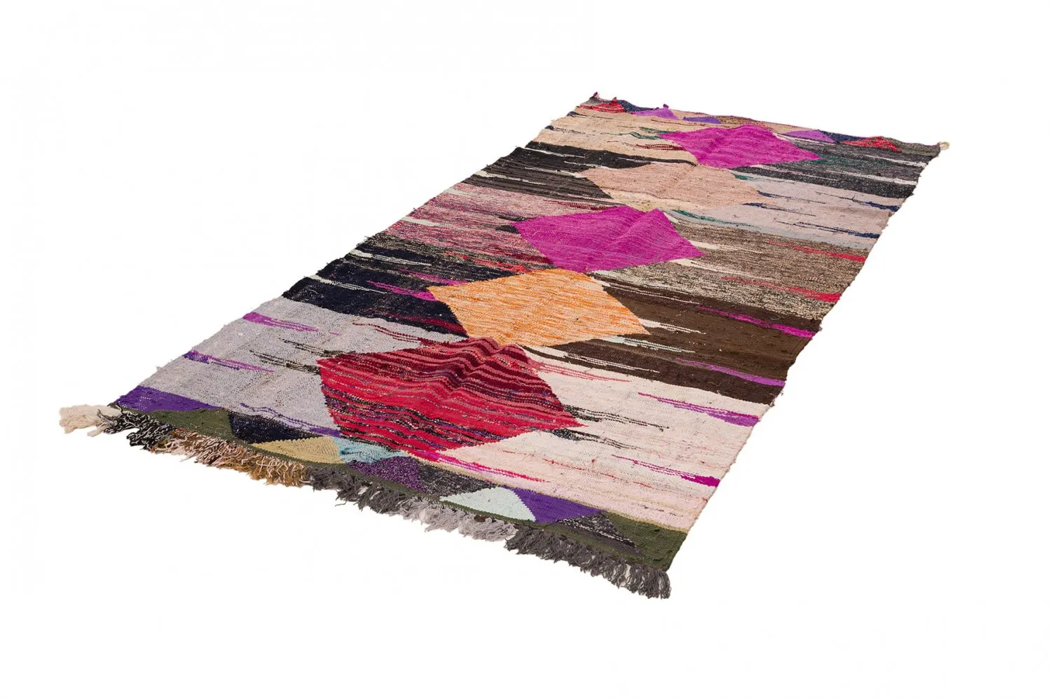 Tapis berbère marocain Boucherouite 130 x 275 cm