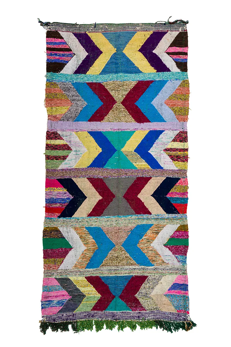 Tapis berbère marocain Boucherouite 130 x 275 cm