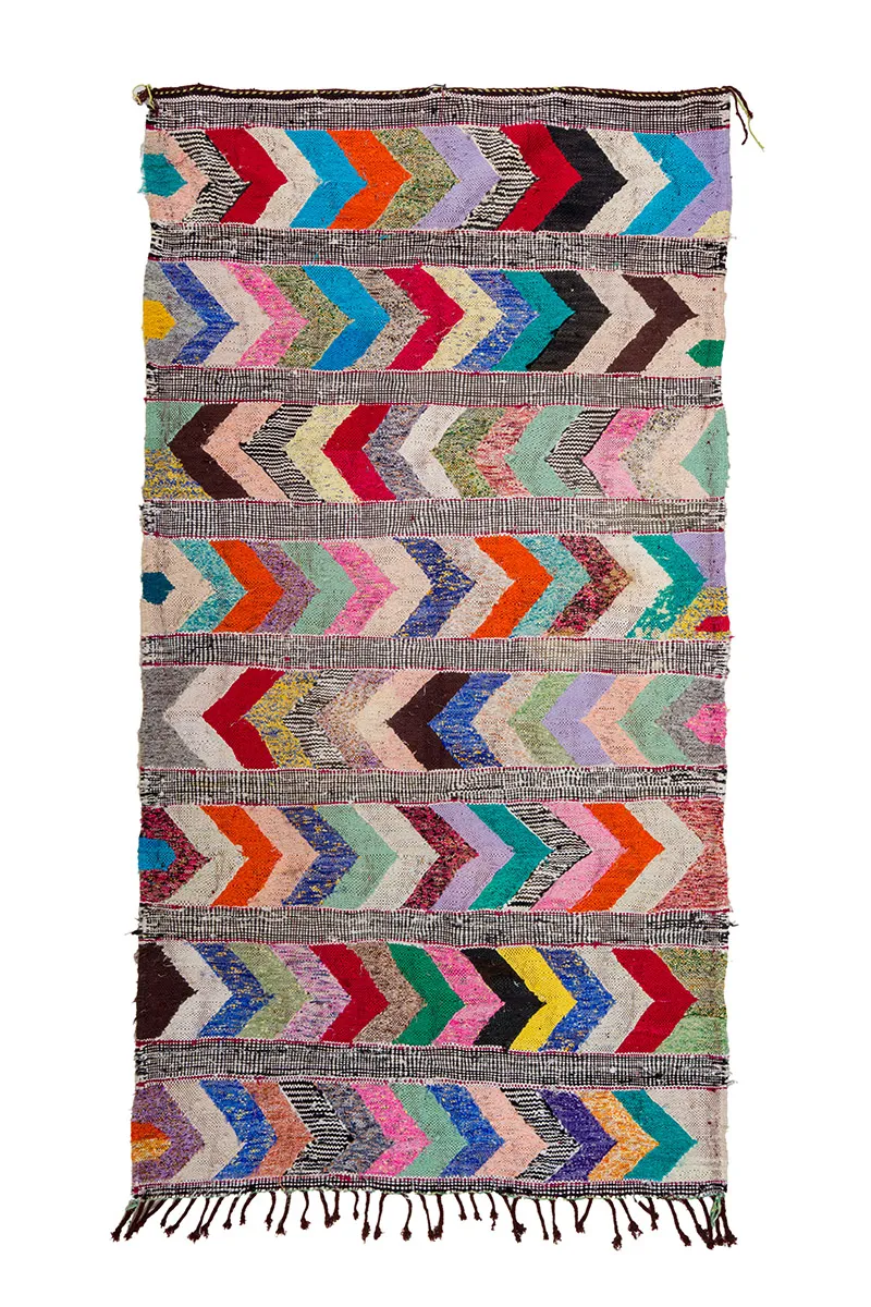 Tapis berbère marocain Boucherouite 150 x 275 cm