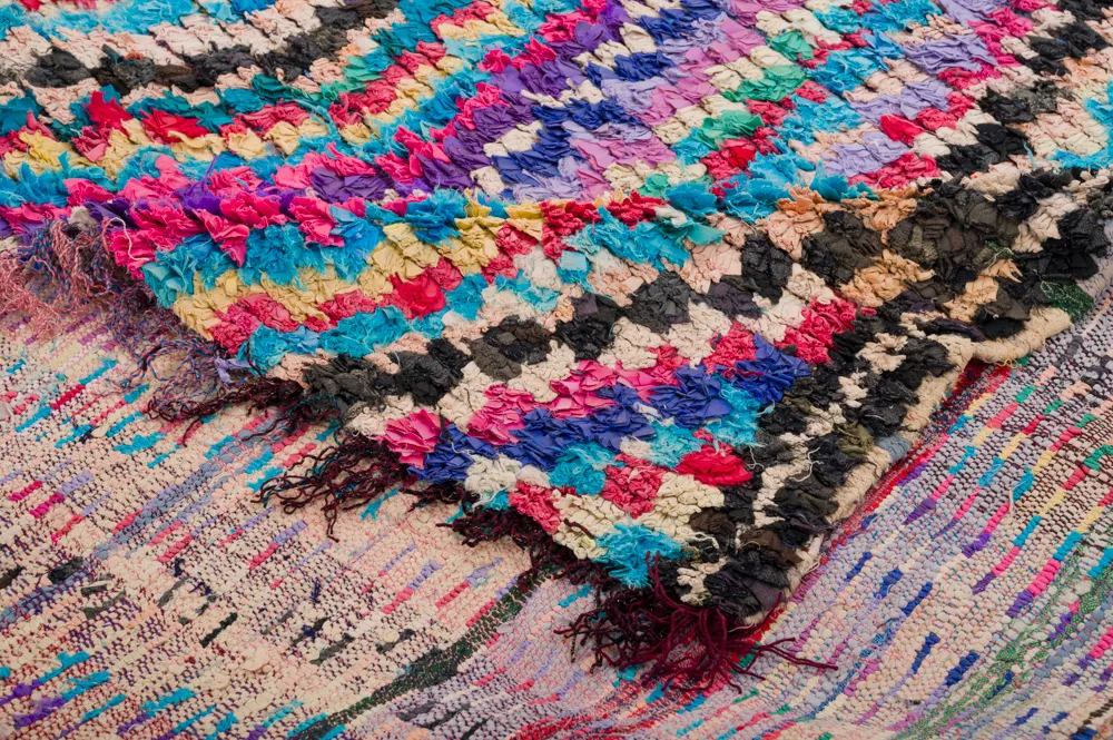 Tapis berbère marocain Boucherouite 305 x 155 cm