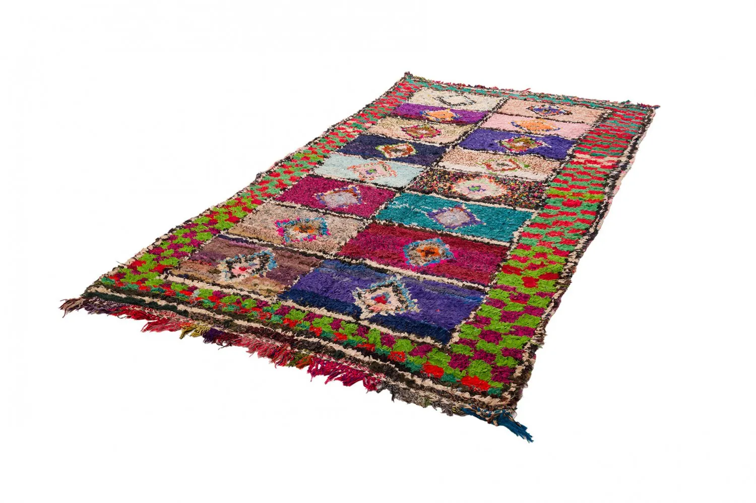 Tapis berbère marocain Boucherouite 145 x 305 cm